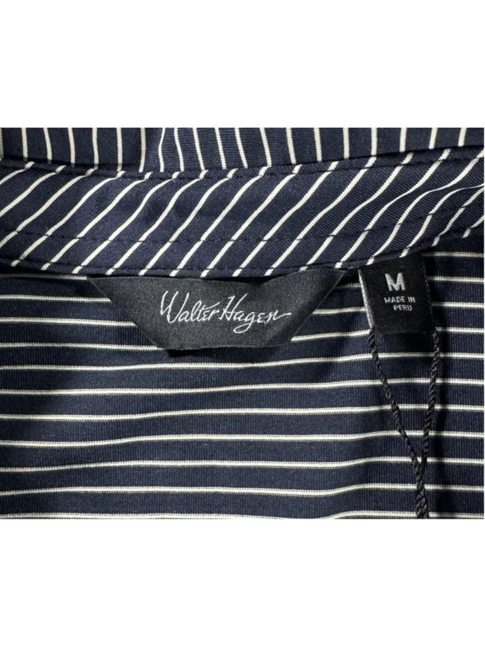 Walter Hagan Mens Navy Striped Polo Size Medium New With Tags Original Price $55